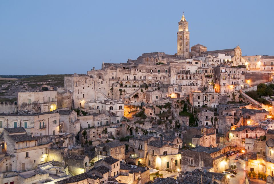 গুহা ঘরবাড়ি সঙ্গে শহর, Sasso বারিসানো, Sassi ডি Matera, Matera, Basilicata, ইতালি