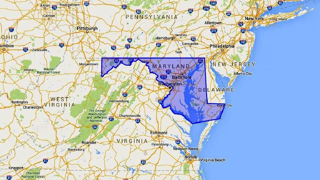 Къде е Мериленд? Карта, местоположение и география