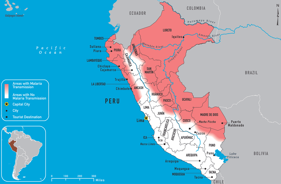 Perun Malarian kartat: CDC, NHS ja Perun terveysministeriö