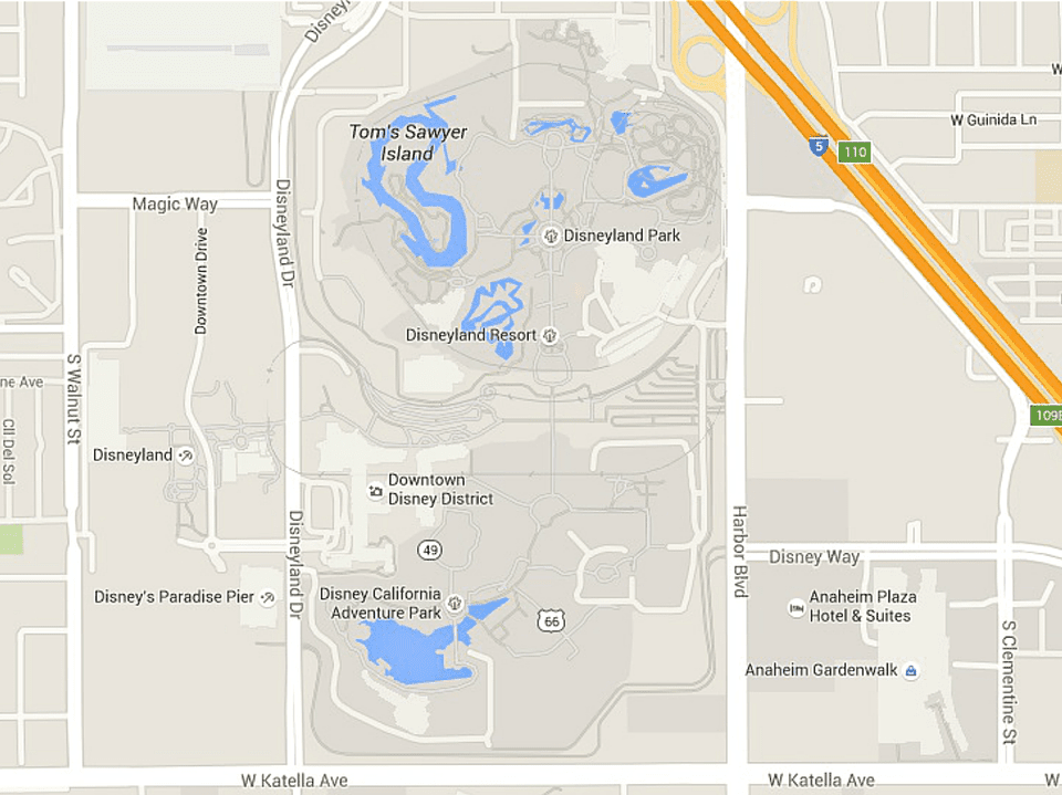 アナハイム、カリフォルニアのディズニーランドリゾートの地図