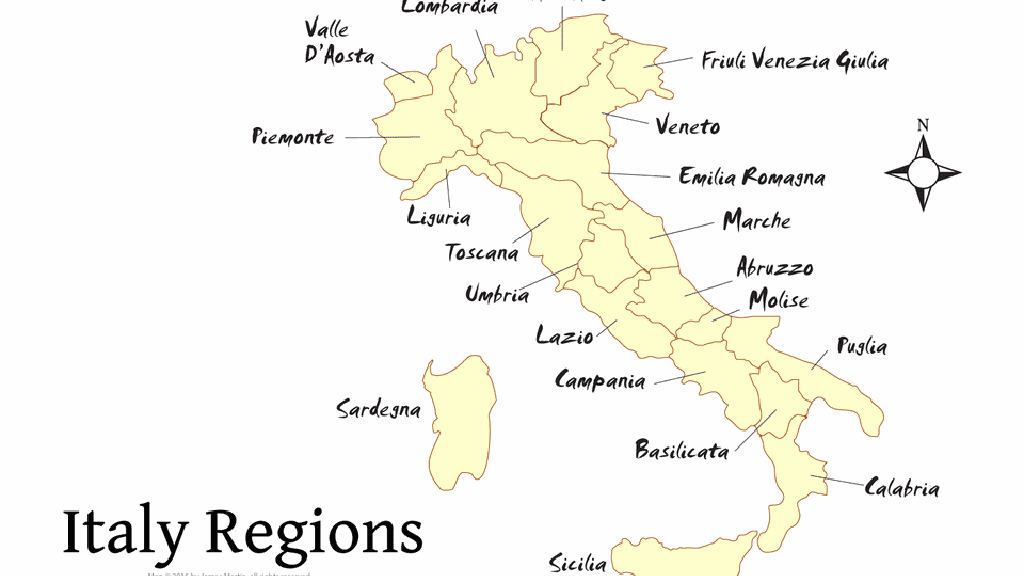 イタリア地方の地図