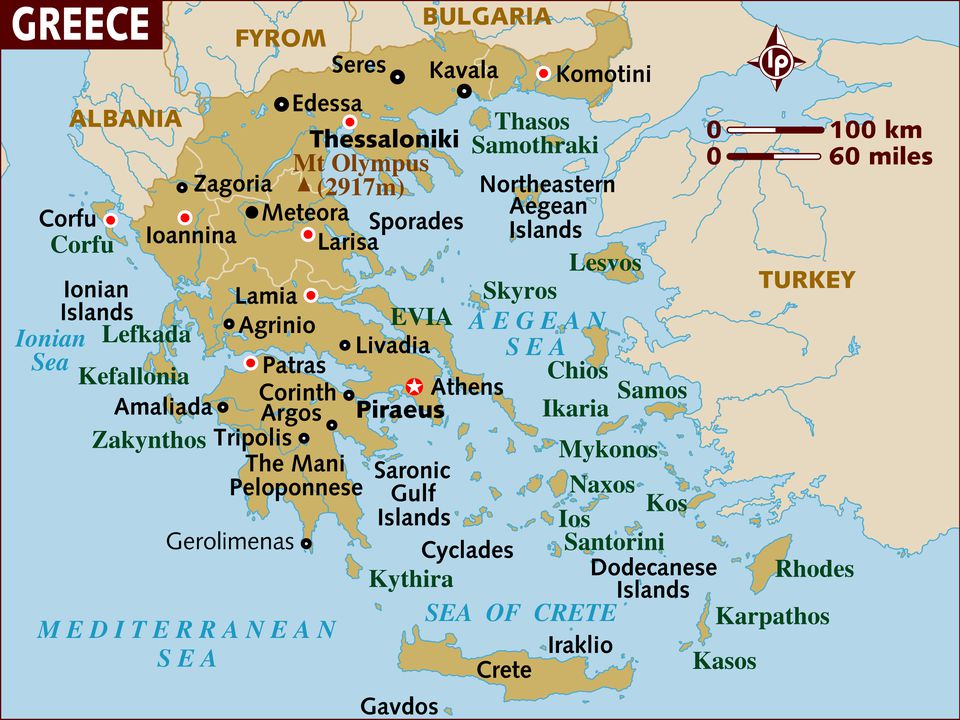 ギリシャの地図 ギリシャとギリシャの島々の基本地図