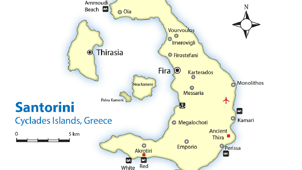 Santorini Bản đồ và hướng dẫn | Quần đảo Cyclades, Hy Lạp
